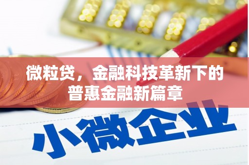 丹徒微粒贷，金融科技革新下的普惠金融新篇章