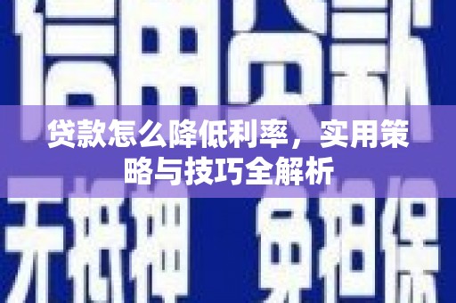 丹徒贷款怎么降低利率，实用策略与技巧全解析