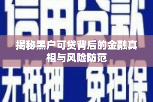 丹徒揭秘黑户可贷背后的金融真相与风险防范
