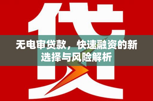 丹徒无电审贷款，快速融资的新选择与风险解析