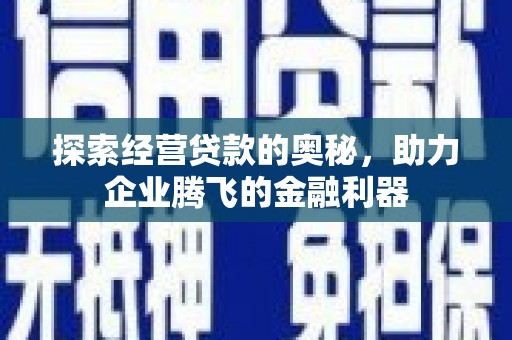 丹徒探索经营贷款的奥秘，助力企业腾飞的金融利器