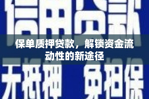 丹徒保单质押贷款，解锁资金流动性的新途径