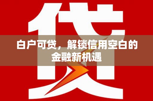 丹徒白户可贷，解锁信用空白的金融新机遇