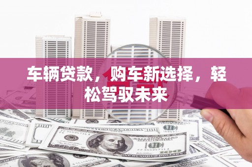 丹徒车辆贷款，购车新选择，轻松驾驭未来