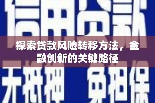 丹徒探索贷款风险转移方法，金融创新的关键路径