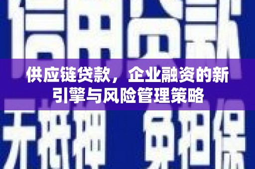 丹徒供应链贷款，企业融资的新引擎与风险管理策略