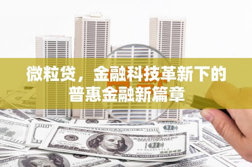 丹徒微粒贷，金融科技革新下的普惠金融新篇章