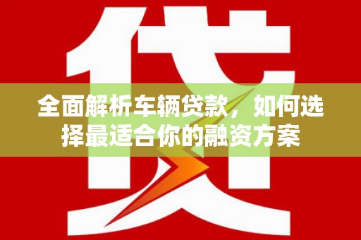 丹徒全面解析车辆贷款，如何选择最适合你的融资方案