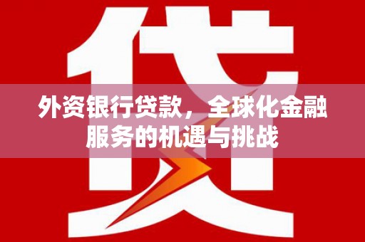 丹徒外资银行贷款，全球化金融服务的机遇与挑战